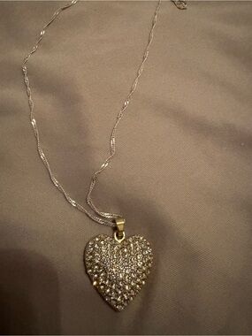 Gold-Tone Pave Heart Pendant Necklace - Gold